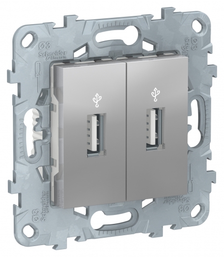 USB-КОННЕКТОР, 2-местный, алюминий UNICA NEW Schneider Electric купить в Минске с доставкой