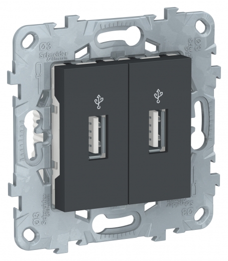 USB-КОННЕКТОР, 2-местный, антрацит UNICA NEW Schneider Electric купить в Минске с доставкой