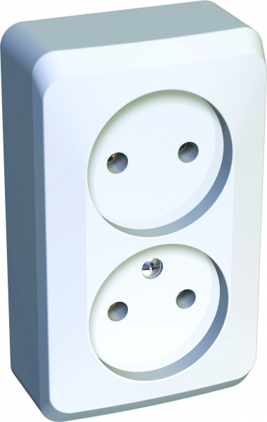PA16-005B 2-АЯ РОЗЕТКА БЕЗ ЗАЗЕМЛЕНИЯ  (MS)